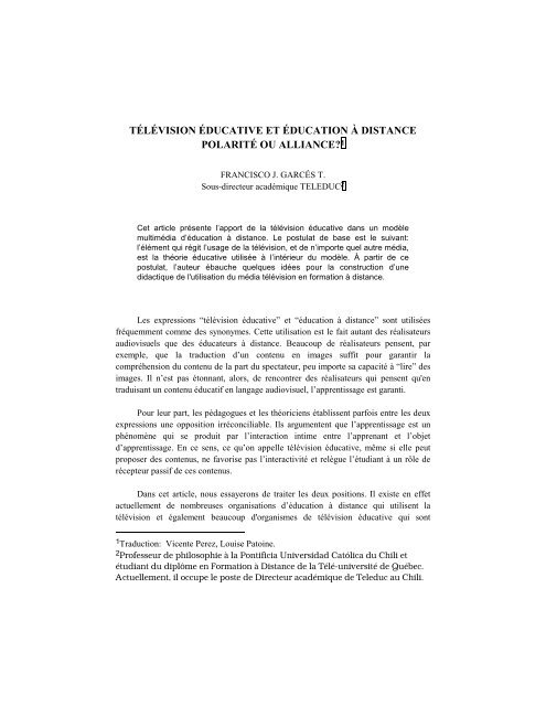 télévision éducative et éducation à distance polarité ou alliance?1