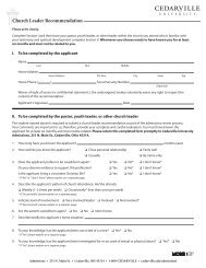 Church Leader Recommendation Form - Cedarville University