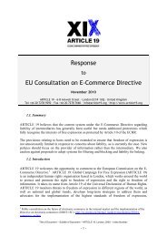 Response EU Consultation on E-Commerce Directive - Article 19