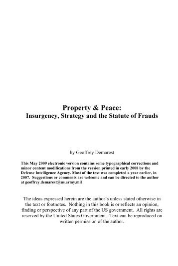 Chapter 1: Why âPropertyâ - Foreign Military Studies Office - U.S. Army