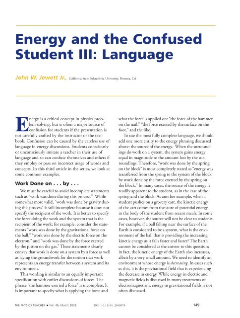 Energy and the Confused Student III: Language - Loreto-Unican