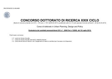 Urban Planning, Design and Policy - Dottorato di Ricerca