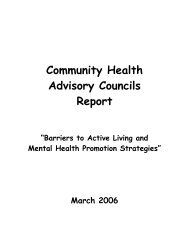 Barriers to Active Living and Mental Health Promotion Strategies