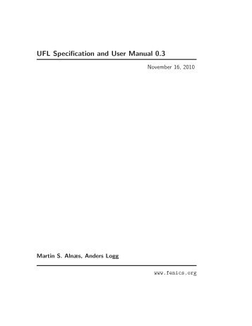 UFL Specification and User Manual 0.3 - FEniCS Project