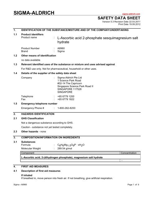 Safety Data Sheet - National University of Singapore