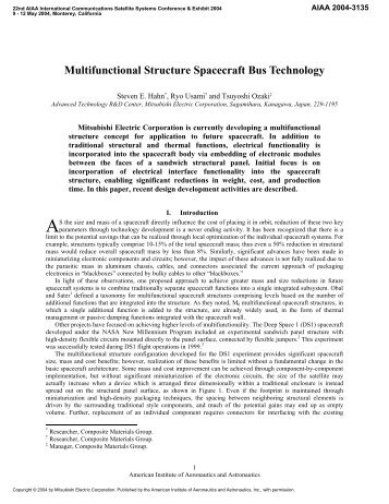 Multifunctional Structure Spacecraft Bus Technology - AIAA ...