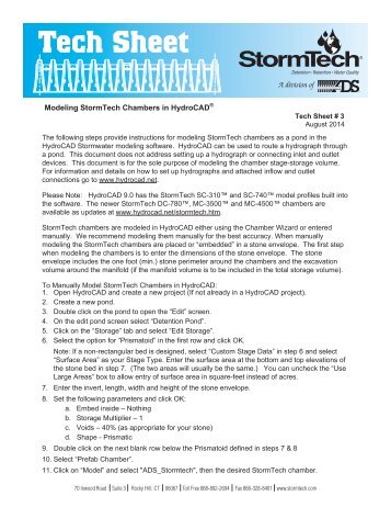 Tech Sheet 3 - StormTech