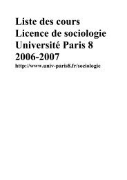 Licence de sociologie : description des cours - Université Paris 8