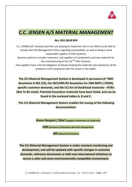 CCJ Material Management - Cjc.dk