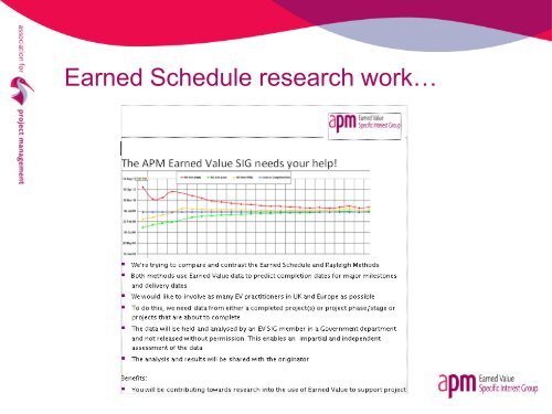 Earned schedule: principles and practice - Association for Project ...