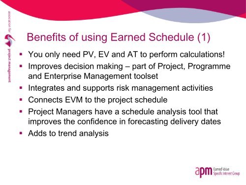 Earned schedule: principles and practice - Association for Project ...