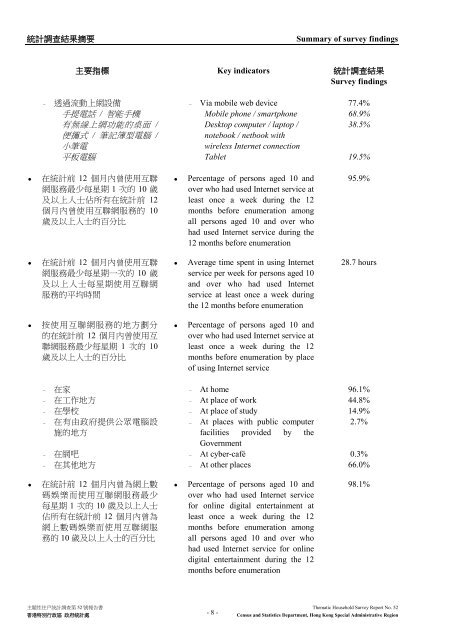 Thematic Household Survey Report No. 52 主題性住戶統計調查第52 ...