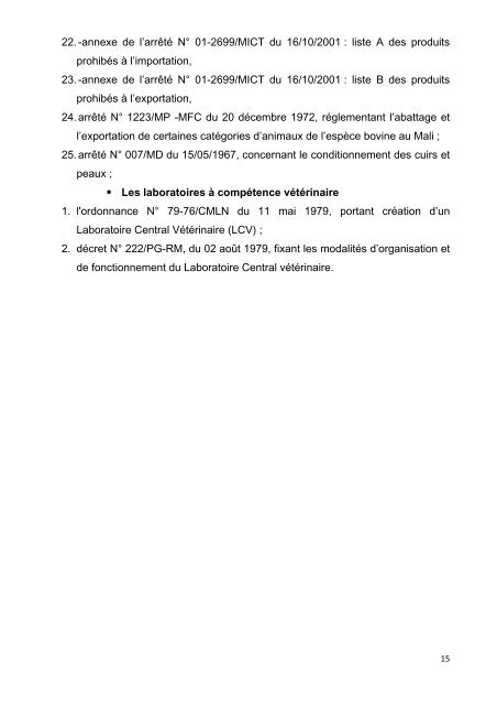 Analyse des textes rÃ©gissant la profession vÃ©tÃ©rinaire en ... - BEEP