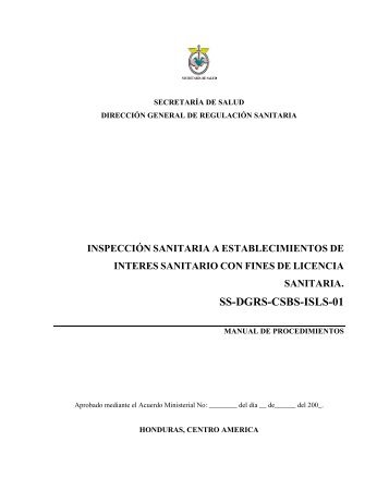 Inspección Sanitaria con fines de Licencia Sanitaria