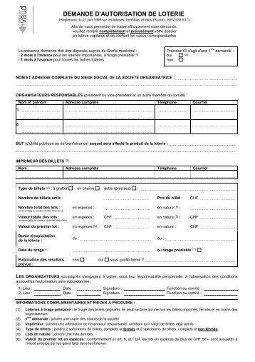 DEMANDE D'AUTORISATION DE LOTERIE - Yverdon-les-Bains