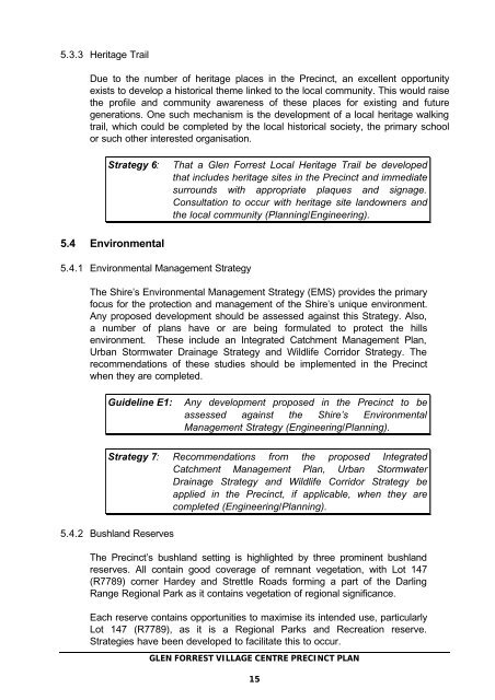 Glen Forrest Precinct Plan - Shire of Mundaring