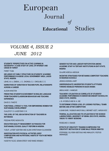 Volume 4 Issue 2 (June 2012) - Ozean Publications