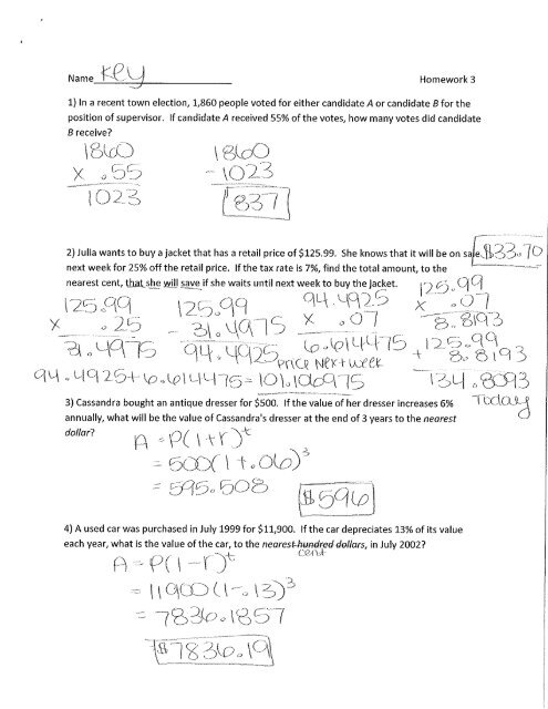 Homework 3 Answer Key