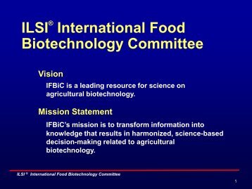and IFBiC Mission and Plans - International Life Sciences Institute