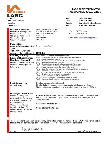 labc registered detail compliance declaration - LABC - UK.COM