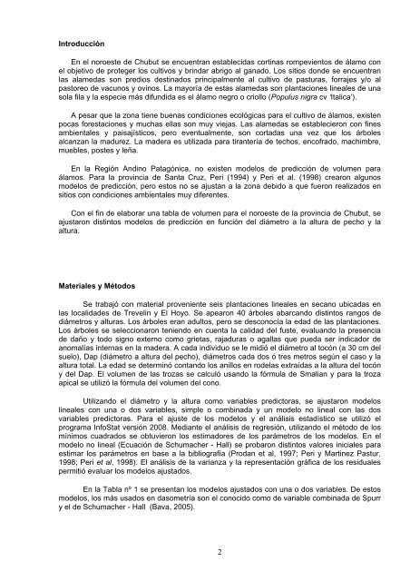 Tabla de volumen para Populus nigra cv Italica en plantaciones ...
