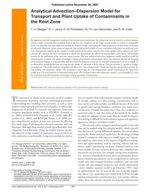 Analytical AdvectionâDispersion Model for Transport ... - PC-Progress