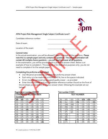 APM Project Risk Management Single Subject Certificate Level 1 ...