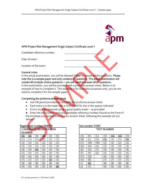 APM Project Risk Management Single Subject Certificate Level 1 ...