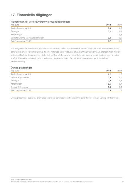 ladda ner - Fiskars Annual Report 2012