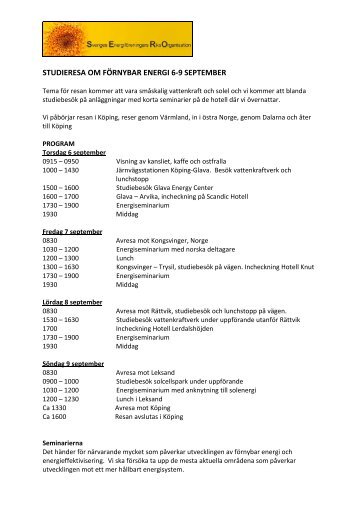 STUDIERESA OM FÃRNYBAR ENERGI 6-9 SEPTEMBER - Sero