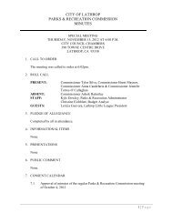 CITY OF LATHROP PARKS & RECREATION COMMISSION MINUTES