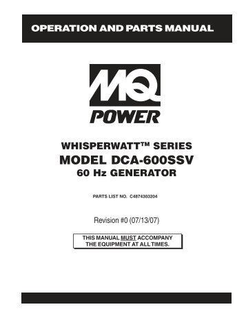 DCA-600SSV Manual - Multiquip Inc.