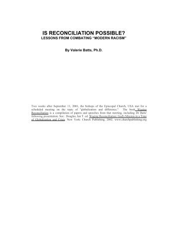 IS RECONCILIATION POSSIBLE? - VISIONS, Inc.