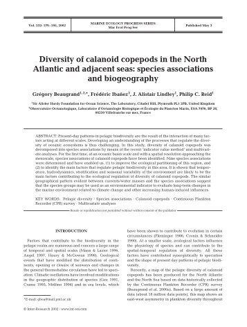 Diversity of calanoid copepods in the North Atlantic and adjacent ...
