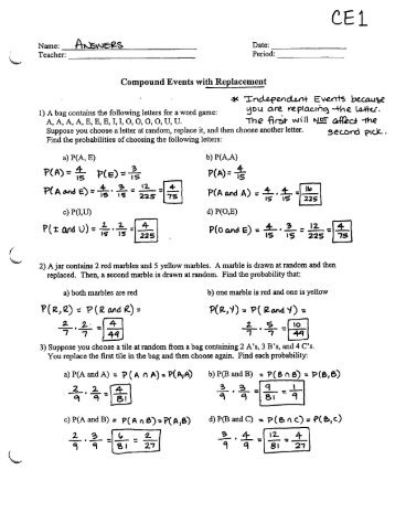 Compound Events WITH Replacement - Worksheet - CE1