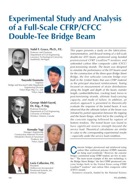 Experimental Study and Analysis of a Full-Scale CFRP/CFCC ...