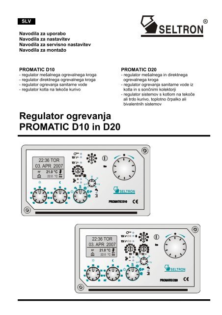 Regulator ogrevanja PROMATIC D10 in D20 - Seltron