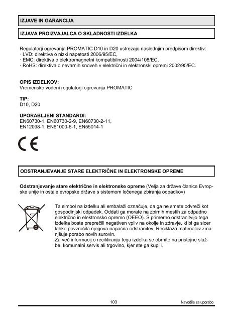 Regulator ogrevanja PROMATIC D10 in D20 - Seltron