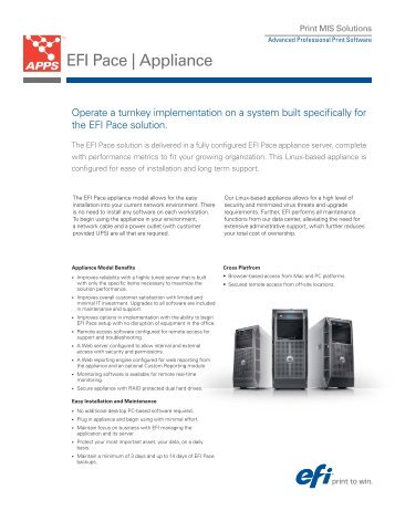 Pace Appliance Options - EFI