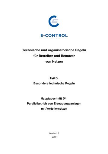 TOR D4 Parallelbetrieb von Erzeugungsanlagen mit Verteilernetzen