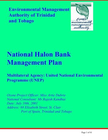 National Halon Bank Management Plan - Environmental ...