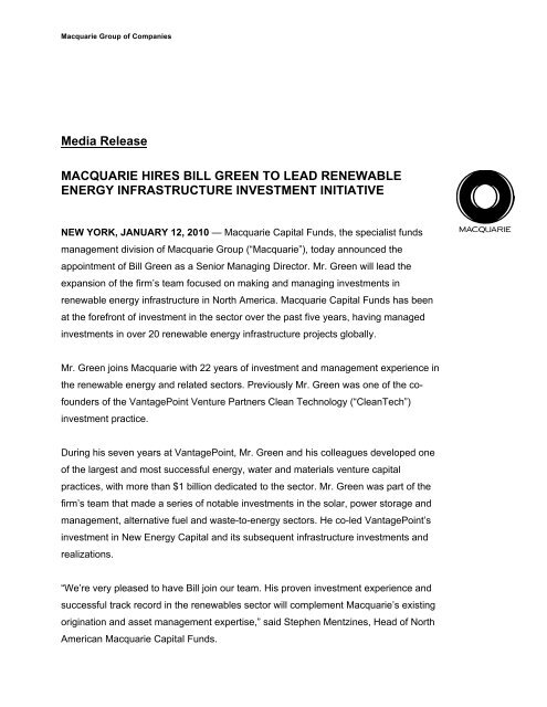 Download PDF Press Release - Macquarie