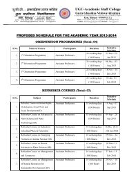 Proposed Schedule of Orientation Programmes, Refresher Course ...