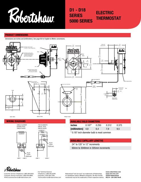 ElEctric thErmostat D1 - D18 sEriEs 5000 sEriEs - Uni-Line