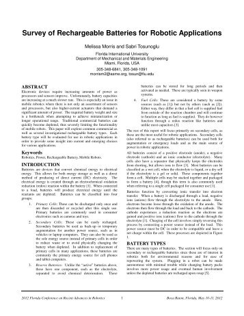 5.1. Survey of Rechargeable Batteries for Robotic Applications ...