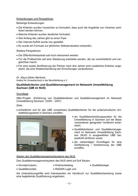 Dokumentation des Workshops - und Umweltbildung