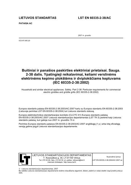 Buitiniai ir panaÅ¡ios paskirties elektriniai prietaisai. Sauga. 2-38 ...