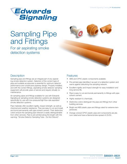 Air Sampling Pipe and Fittings - Edwards Signaling