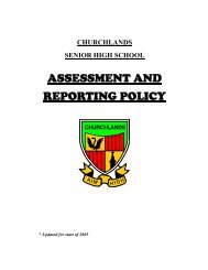 assessment and reporting policy - Churchlands Senior High School