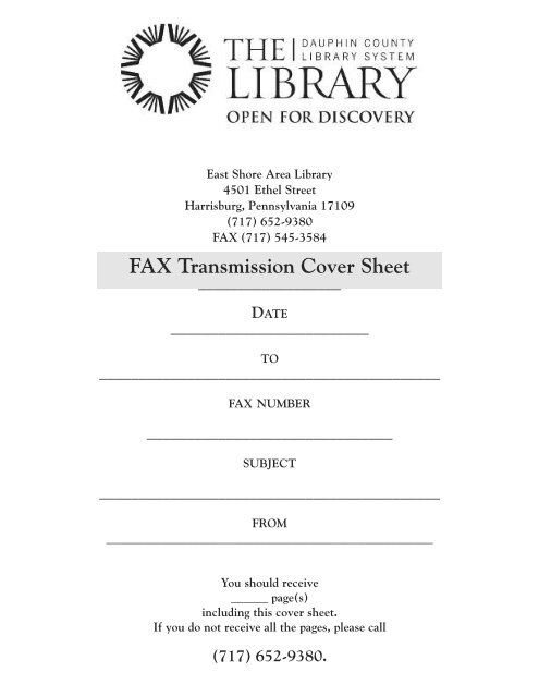 DCLS Fax Transmission Cover Sheet